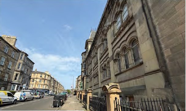 Hope Park Terrace today, looking along the street past the former church
